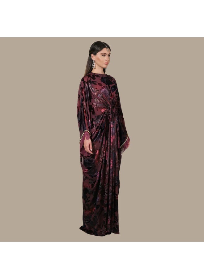 QABEELA RAM25 ELISSE WINE DEVORE KAFTAN - Image 4
